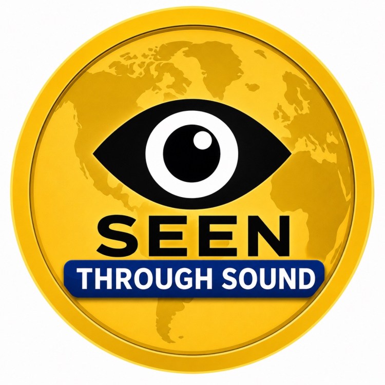Seen Through Sound logo: circular yellow logo with a stylized eye and the words 'Seen Through Sound'